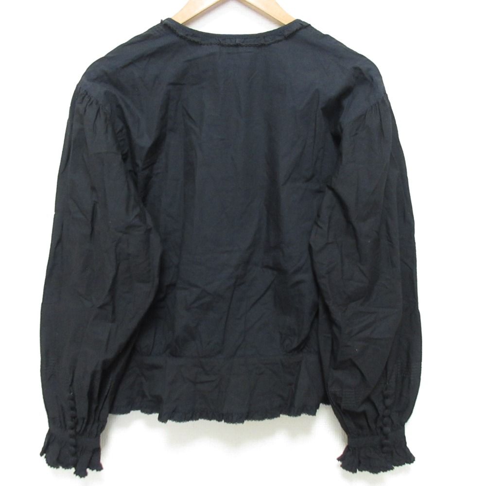【極美品】PINK HOUSE 長袖ブラウス ブラック ピコフリル リボン 美品 PINK HOUSE ピンクハウス ピコフリル リボンブラウス ブラック