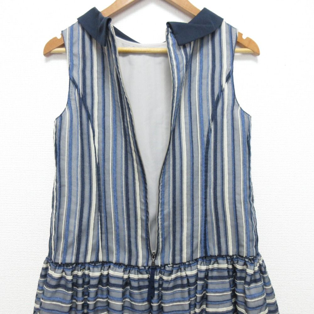 美品 FOXEY フォクシー プラチナムボーダーワンピース 人気 34821  