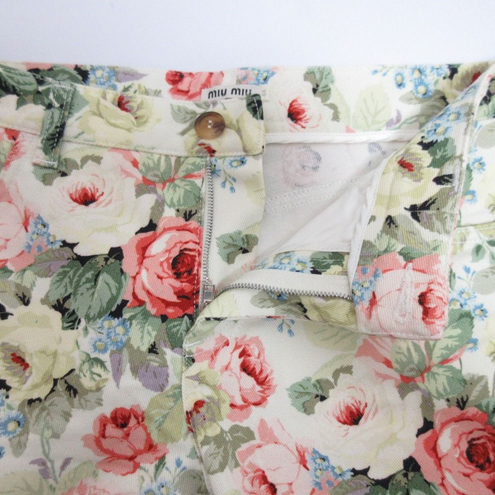 良品 miu miu ミュウミュウ フラワープリント クロップドパンツ サイズ