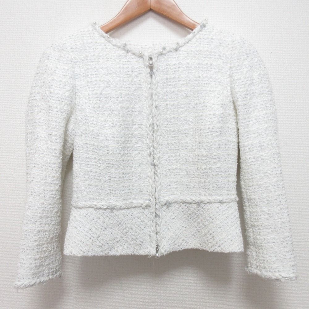 良品 RENE ルネ パールデザイン ノーカラーツイードジャケット 6813320