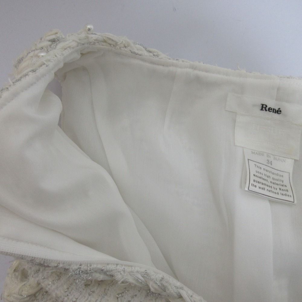 良品 RENE 売れ筋 ルネ パールデザイン ノースリーブツイード  