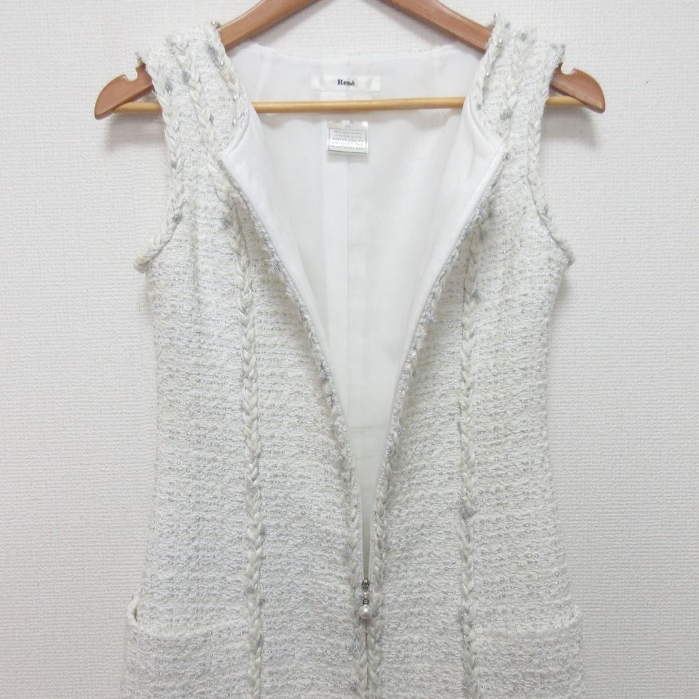 良品 RENE 売れ筋 ルネ パールデザイン ノースリーブツイード  