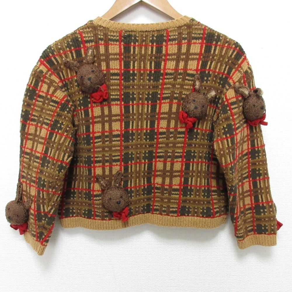 PINKHOUSE ピンクハウス キッズ うさぎモチーフ ニット カーディガン サイズＬ ブラウン ベージュ 古着