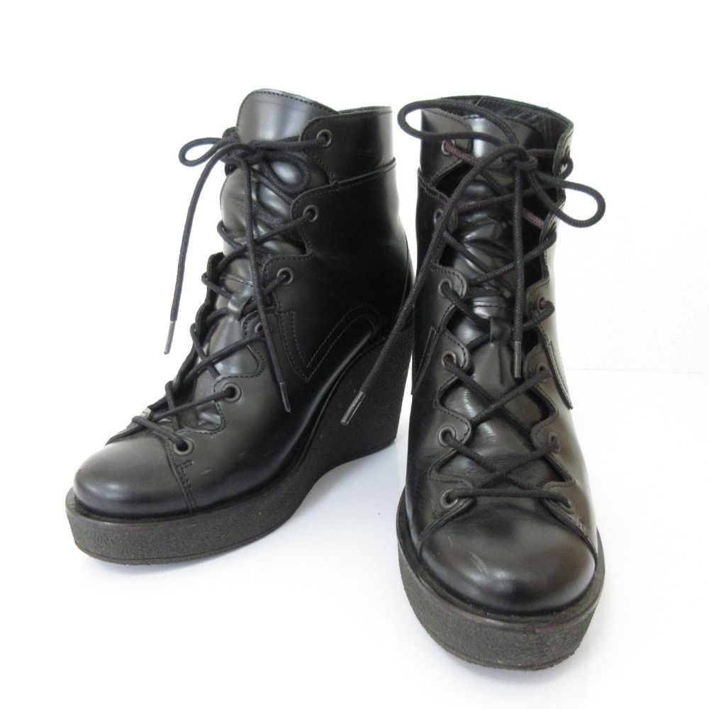 良品 PIERRE HARDY ピエールアルディ レザー ウェッジソール レース