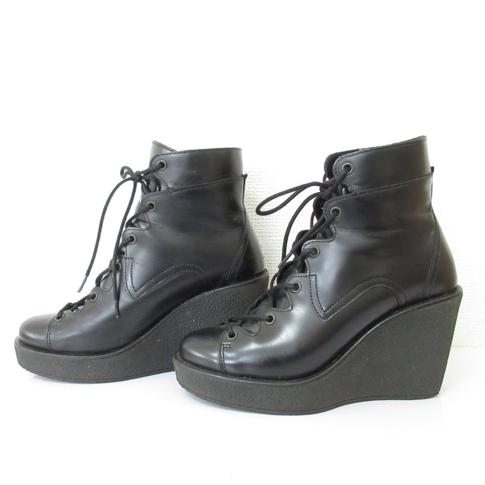良品 PIERRE HARDY ピエールアルディ レザー ウェッジソール レース