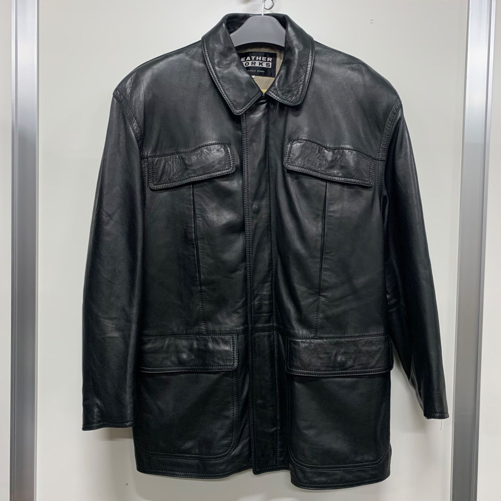 EF 1205-3-2 LEATHER WORKS x BEAMS レザージャケット 本革 黒 韓国製 size 40