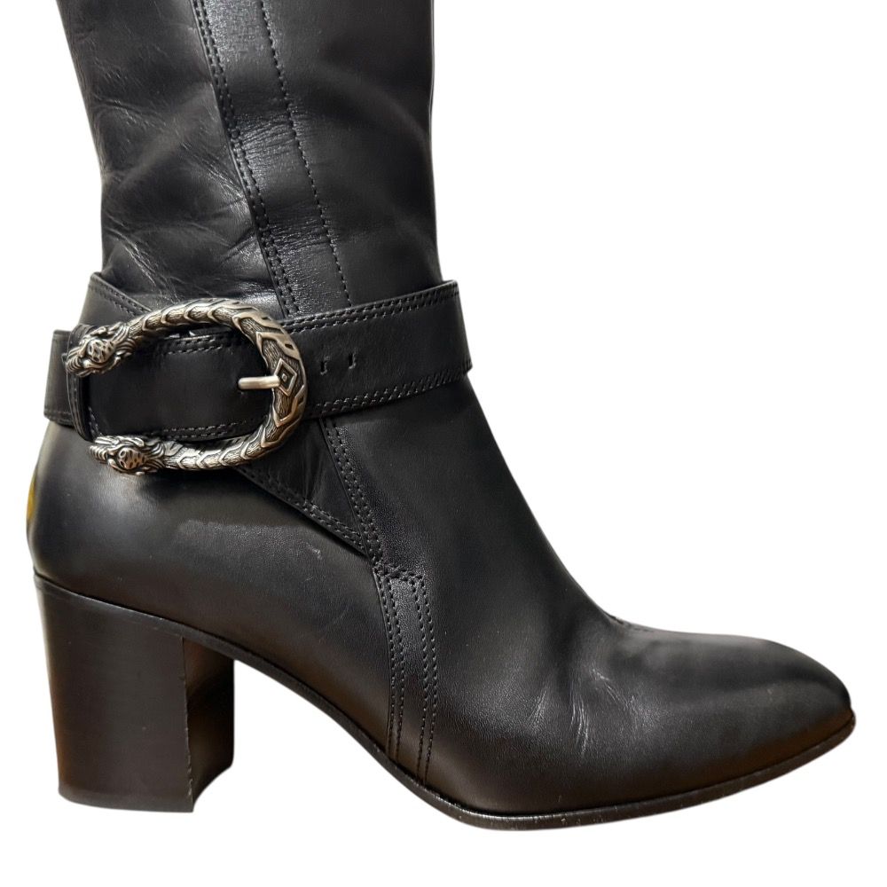 美品 GUCCI グッチ ミケーレ期 レザー タイガーヘッド ロングブーツ