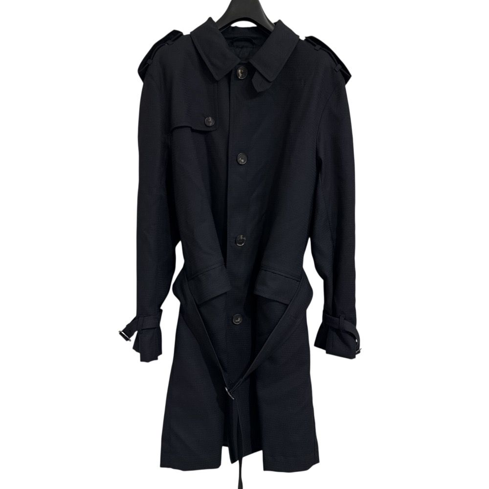 美品 SLVATORE FERRAGAMO トレンチコート L 黒 ブラック 美品 Salvatore Ferragamo サルヴァトーレフェラガモ 千鳥格子柄