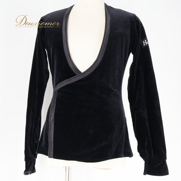 社交ダンス 衣装 ハセベ Hasebe シャツ ブラウス ラテン 黒 無地 長袖