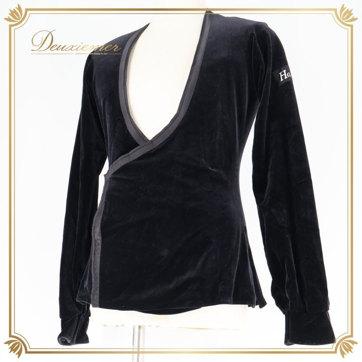 社交ダンス 衣装 ハセベ Hasebe シャツ ブラウス ラテン 黒 無地 長袖