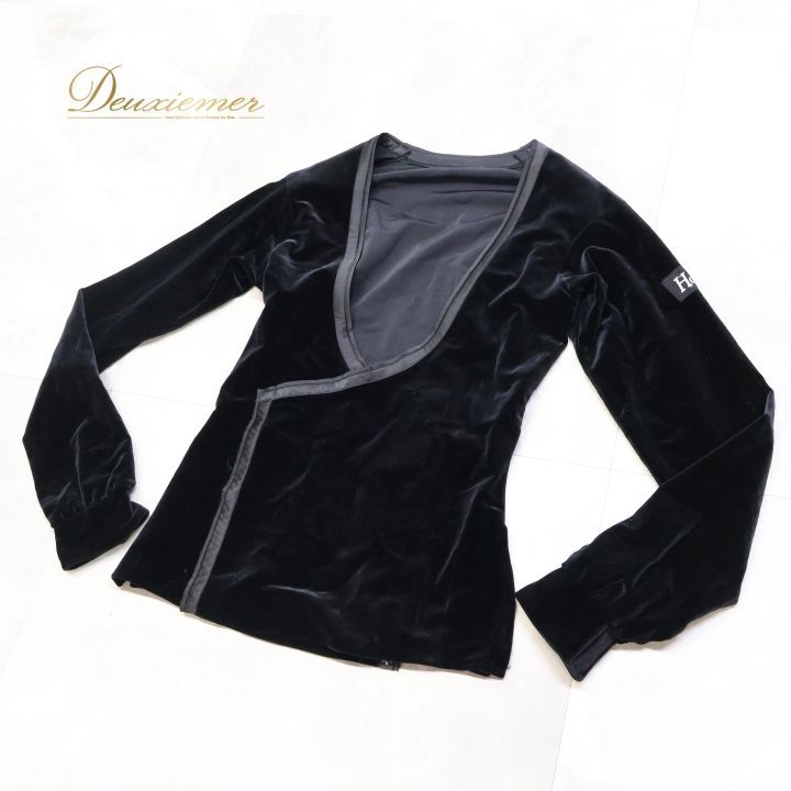 社交ダンス 衣装 ハセベ Hasebe シャツ ブラウス ラテン 黒 無地 長袖