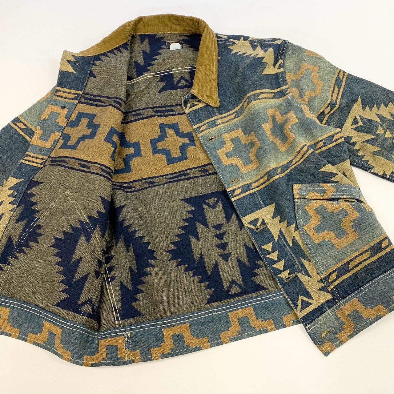 RRL◇ネイティブ柄 ジャガード 長袖 ワークシャツ XLサイズ RRLダブル