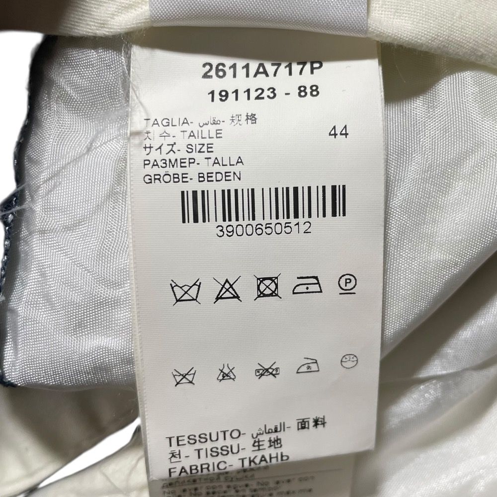 クリーニング済み PAOLONI パオローニ ピンストライプ柄 テーラードジャケット スラックスパンツ スーツ 44 ネイビー メンズ 古着 ビジネスジャケット スーツ メンズ