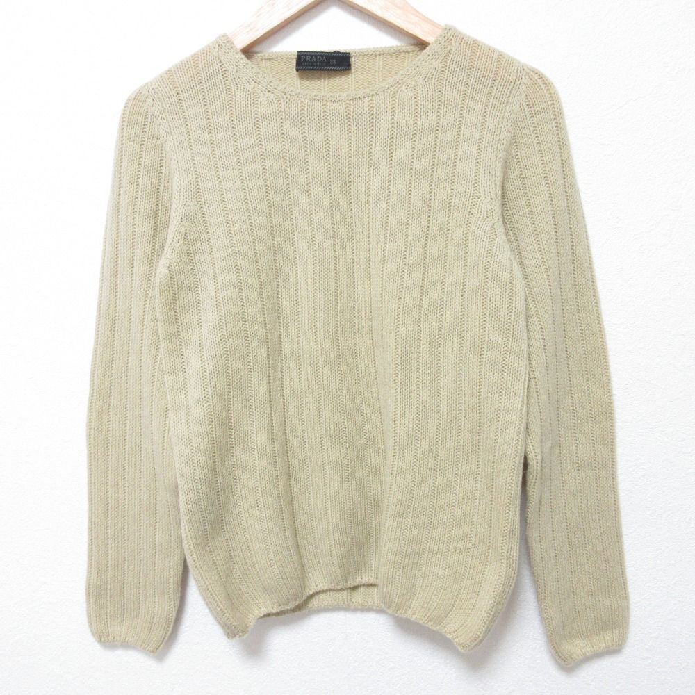美品 PRADA プラダ クルーネック カシミヤ ニット セーター サイズ38