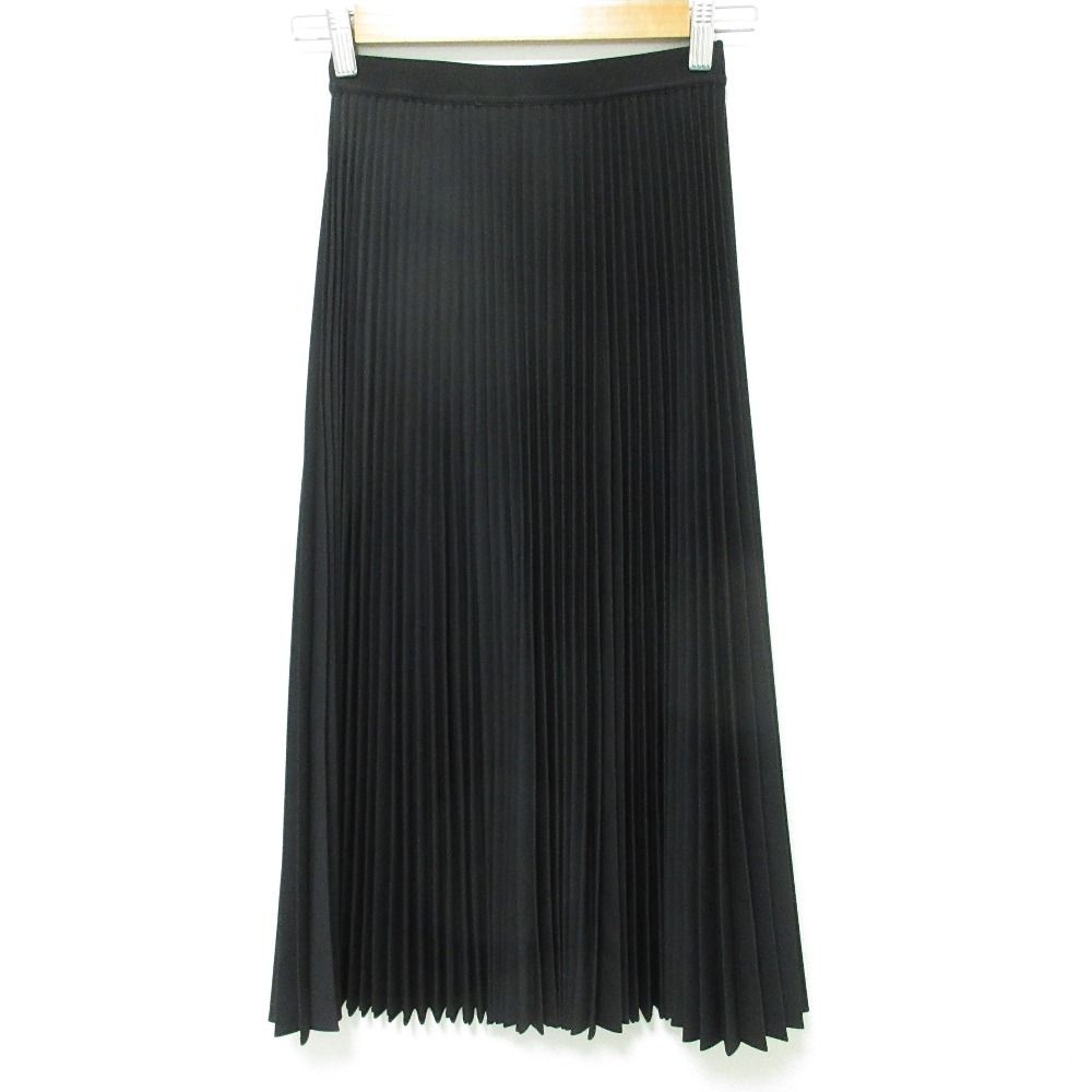 24 AW Theory セオリー STR Wool Suit Sunburst SK PO ミモレ丈 ロング イージー プリーツスカート サイズXS ブラック レディース 古着