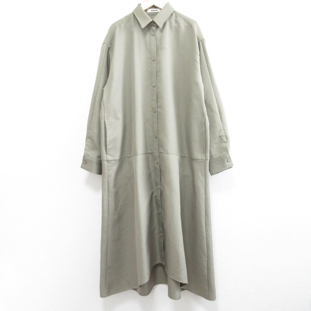 RUMCHE ラムシェ 長袖 ロング シャツワンピース サイズF カーキ レディース 古着