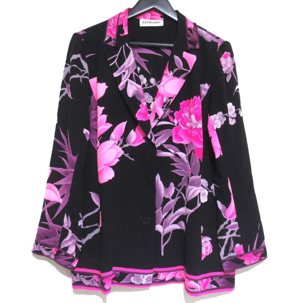 美品 LEONARD PARIS レオナールパリ フラワープリント ジャケット
