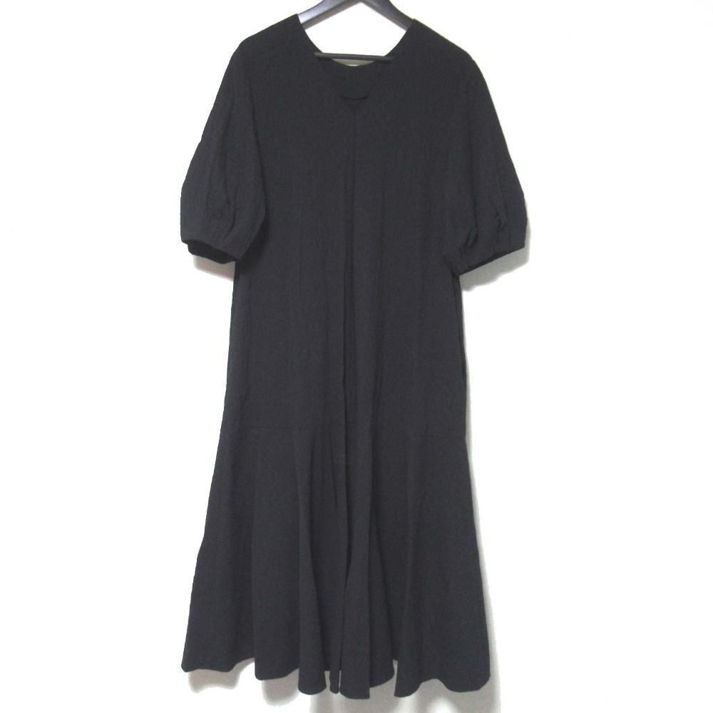 24 SS HOUSE OF LOTUS ハウスオブロータス ウェイビーコットンパフスリーブワンピース Mサイズ ブラック レディース 古着