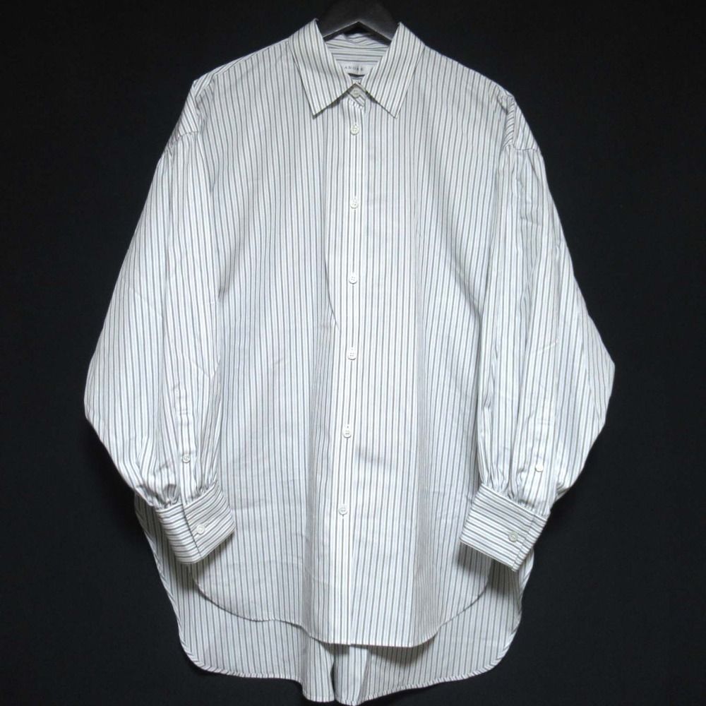 ADORE アドーア モデル THOMAS MASON COブロードブラウス ストライプ柄 ブラウス シャツ 38 ホワイト グレー系 レディース 古着