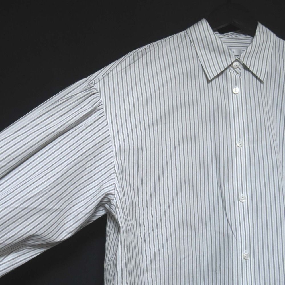 美品⁑ アドーア　マルチストライプシャツ　グレー×ホワイト　38 長袖　ブラウス 美品 ADORE アドーア 2023年モデル THOMAS MASON COブロードブラウス