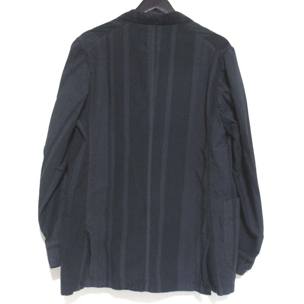 norbit ノービット ストライプ柄 シングル テーラードジャケット シャツジャケット グレー×ブラック メンズ 古着
