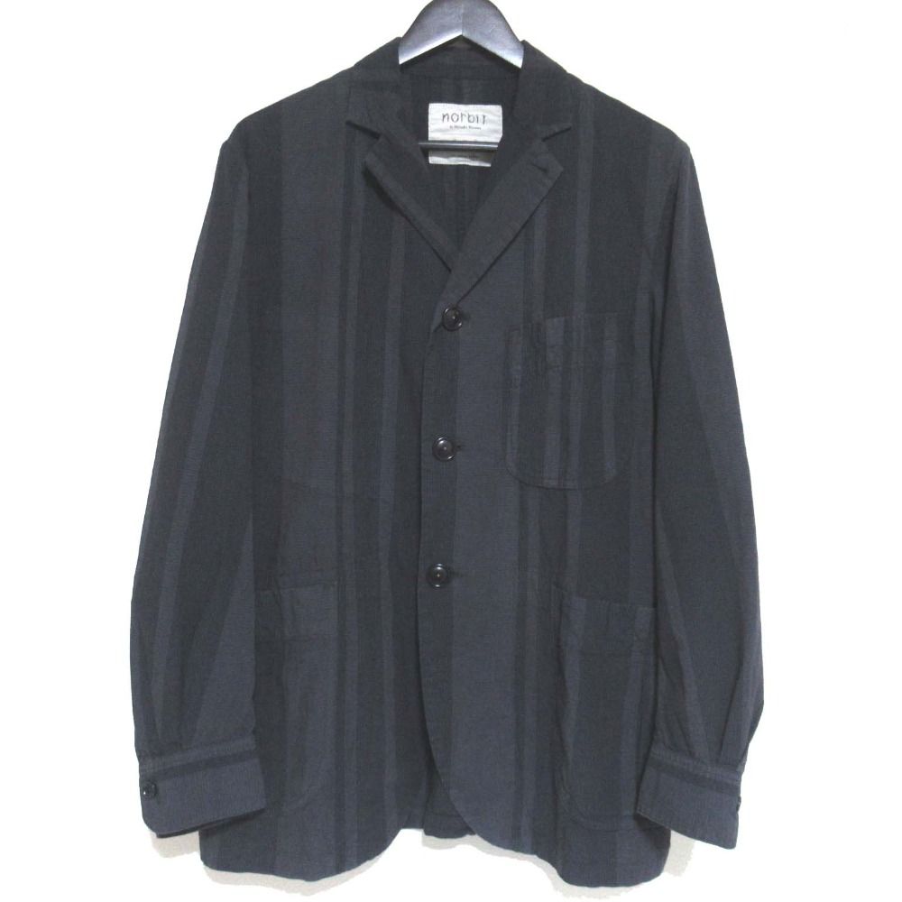 norbit ノービット ストライプ柄 シングル テーラードジャケット シャツジャケット グレー ブラック メンズ 古着