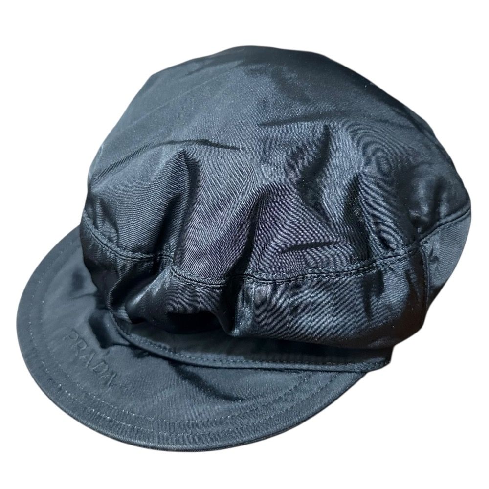 美品 PRADA プラダ ロゴ刺繡 ナイロン キャスケット キャップ 帽子