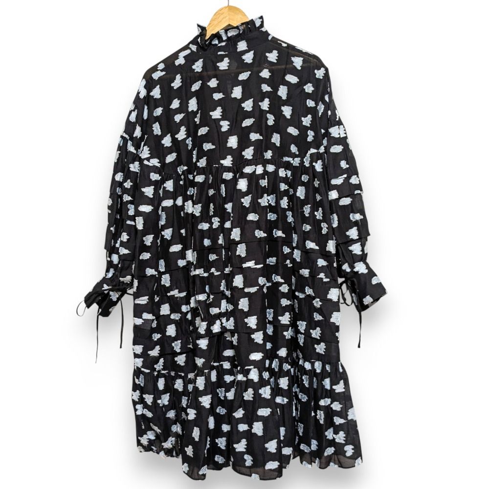 CECILIE BAHNSEN セシリーバンセン Rose Fil coupe ティアードドレス ワンピース UK 8 US 4 ブラック レディース 古着