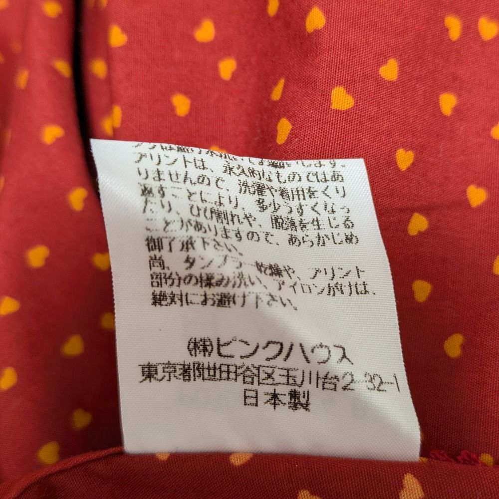  PINK HOUSE ピンクハウス テディベア ハートプリントピコフリル エプロン レッド レディース 古着 プラスチック保存容器 ピーラー エプロン エプロン 三角巾