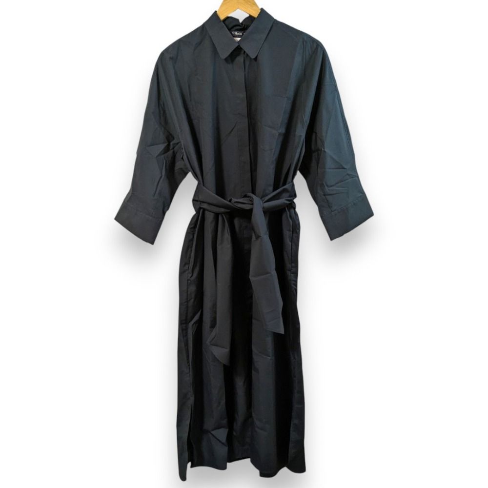 23 AW S Max Mara エスマックスマーラ 比翼 ベルテッド シャツワンピース サイズ42 グリーン系 レディース 古着