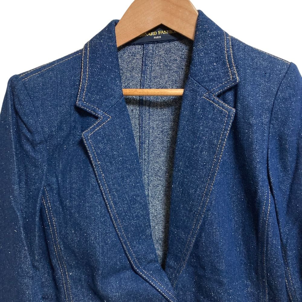 美品 LEONARD レオナール フラワー刺繍 デニム テーラードジャケット