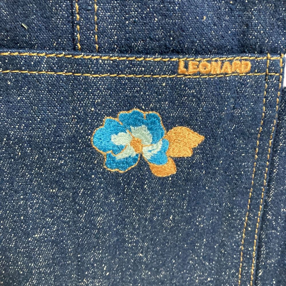美品 LEONARD レオナール フラワー刺繍 デニム テーラードジャケット