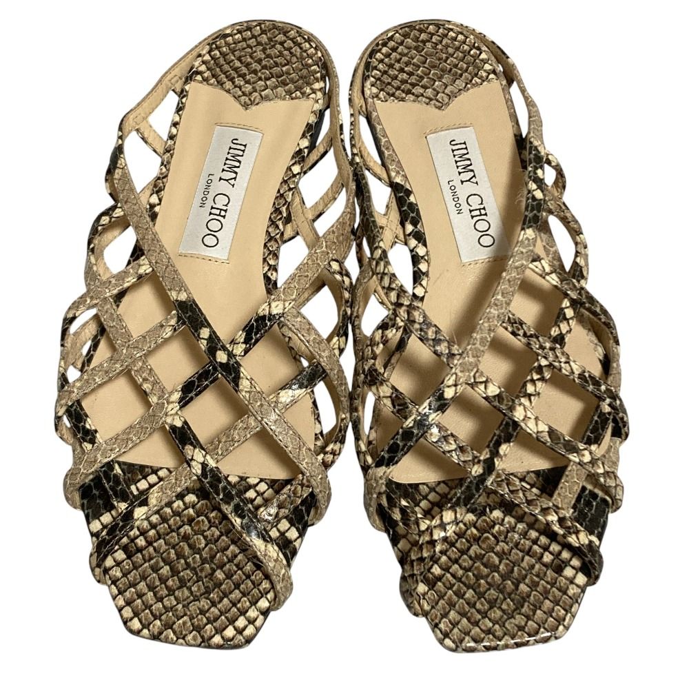 良品 JIMMY CHOO ジミーチュウ パイソン柄 フラットサンダル サイズ