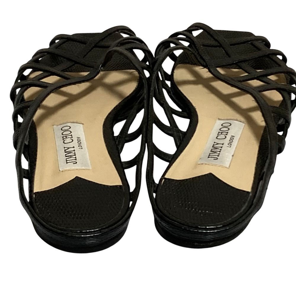 良品 JIMMY CHOO ジミーチュウ リザード型押し フラットサンダル
