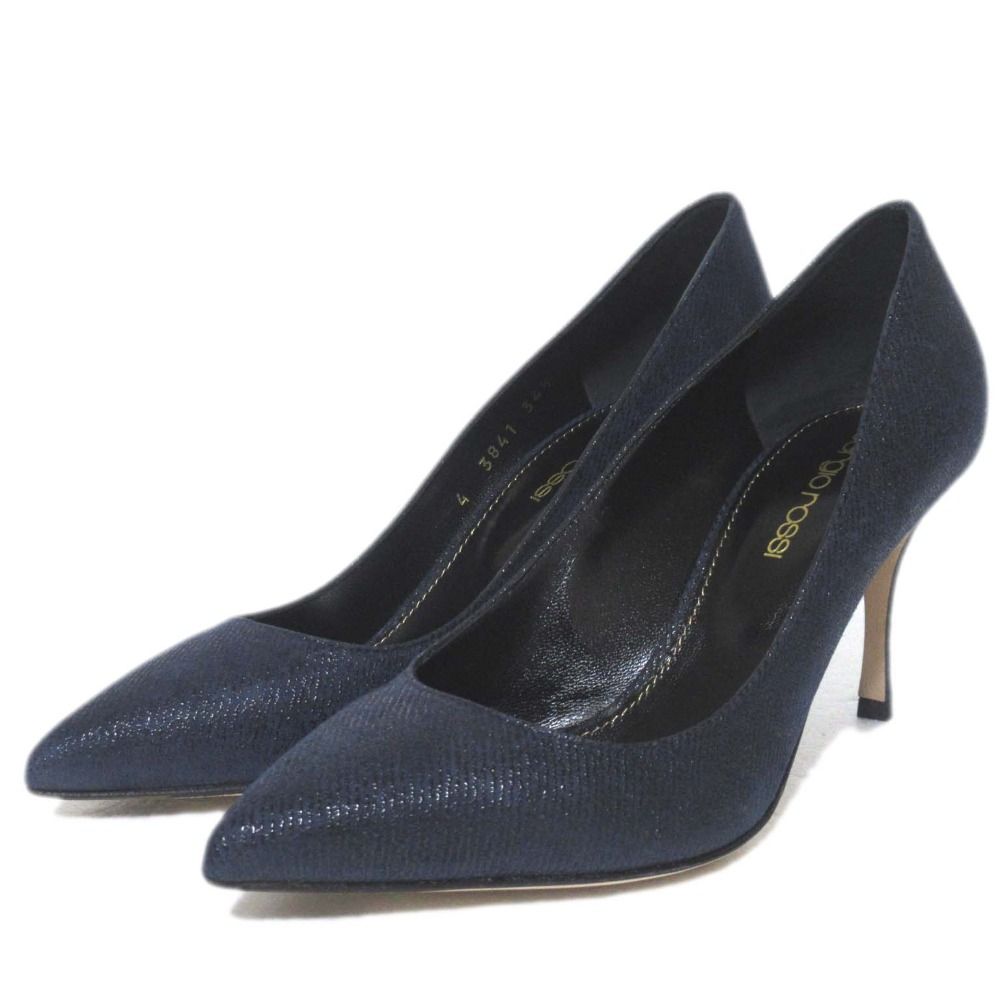 Sergio Rossi セルジオロッシ ポインテッドドゥ ハイヒール パンプス サイズ34.5 21.5 cm相当 インディゴブルー レディース 古着