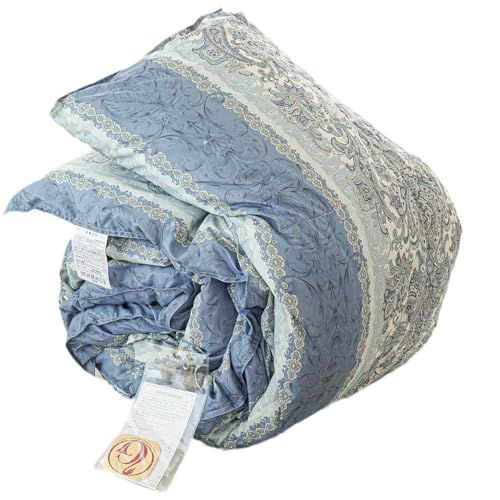 羽毛布団 シングル 冬 ニューゴールドラベル付 ホワイトダックダウン85 シングルロング 約 0.6 kg ブルー 羽毛掛け布団 ダウンパワー330 dp ダウン85％ 立体キルト 軽量 掛け布団 オールシーズン e 056747 a