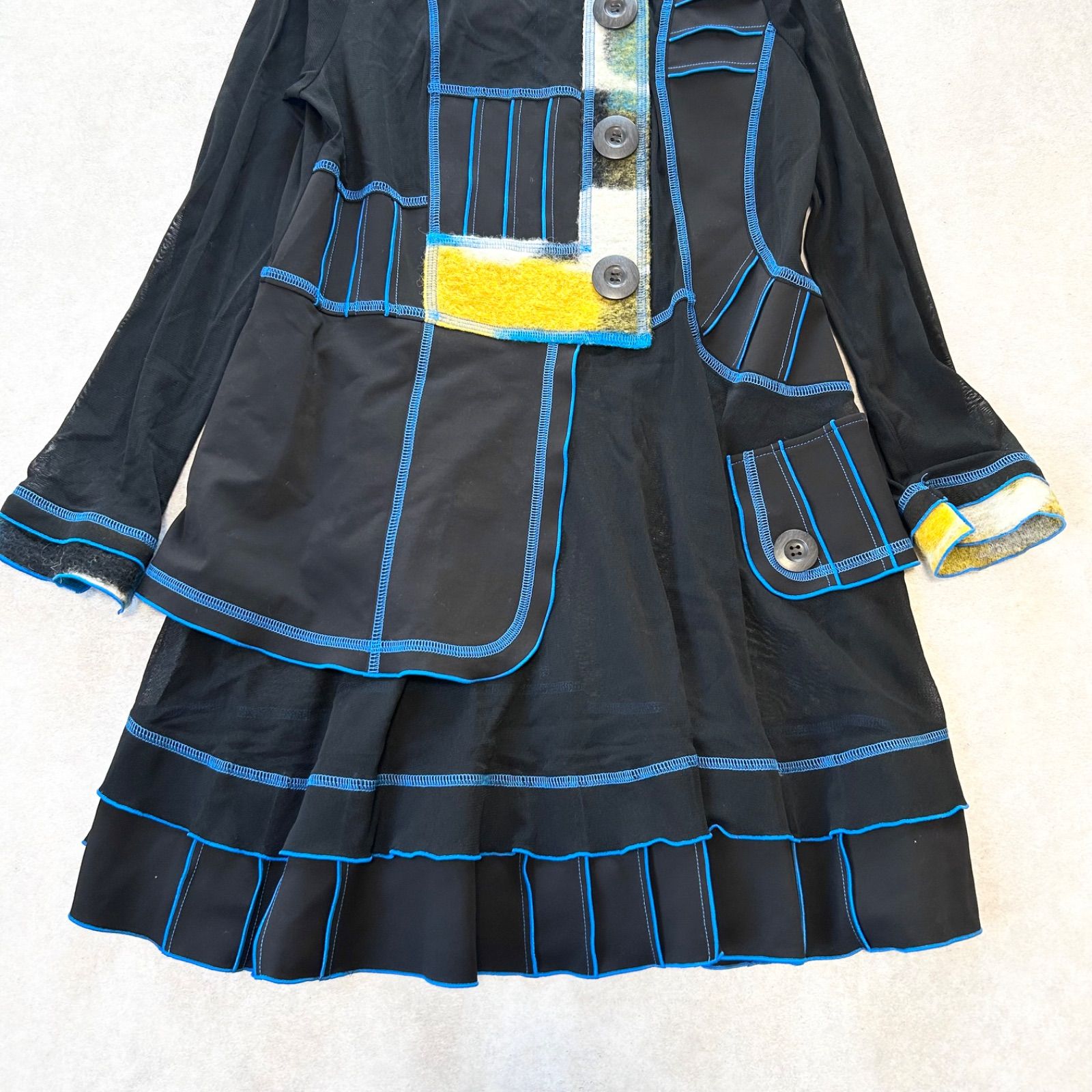 EIKO KONDO エイココンドウ 異素材 パワーネット ワンピース ブラック