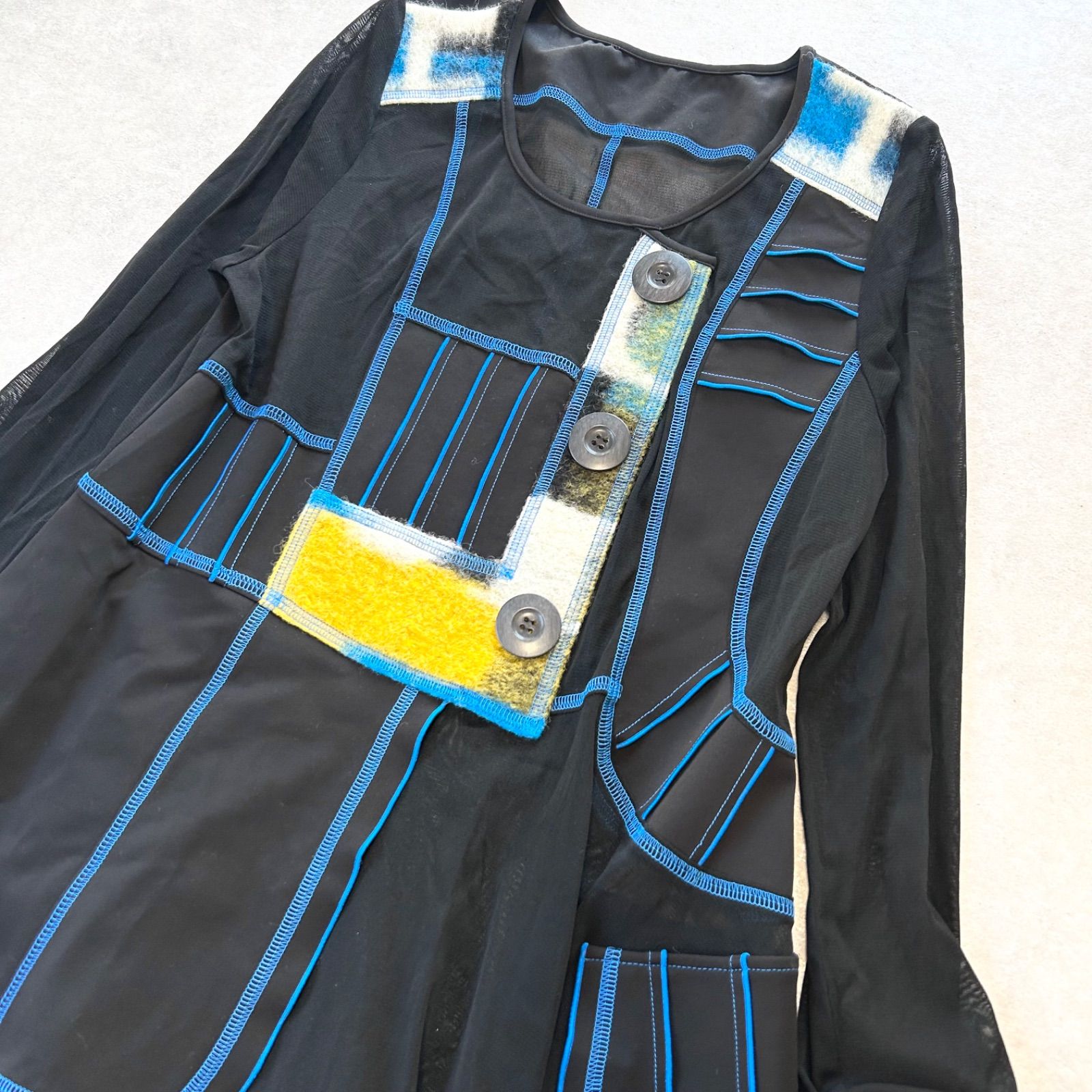 EIKO KONDO エイココンドウ 異素材 パワーネット ワンピース ブラック