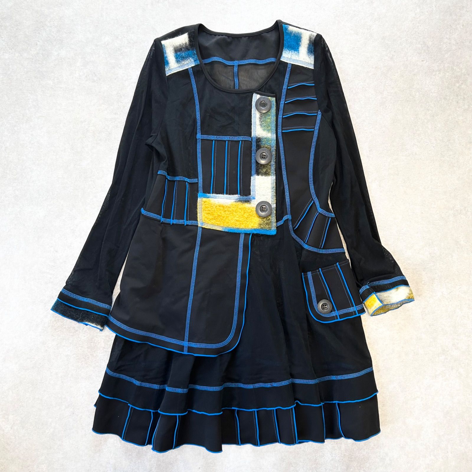 EIKO KONDO エイココンドウ 異素材 パワーネット ワンピース ブラック