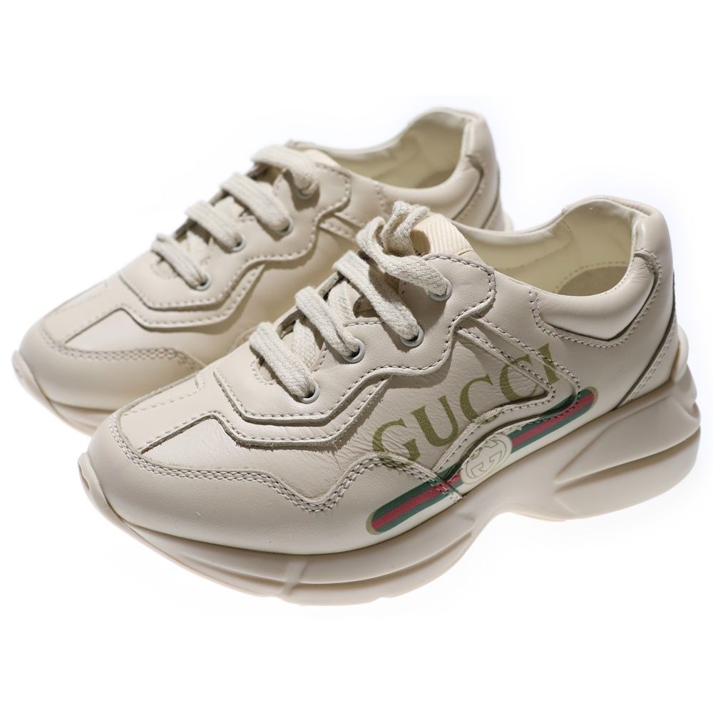 GUCCI グッチ Rhyton Leather Sneaker ローカットスニーカー ホワイト キッズ