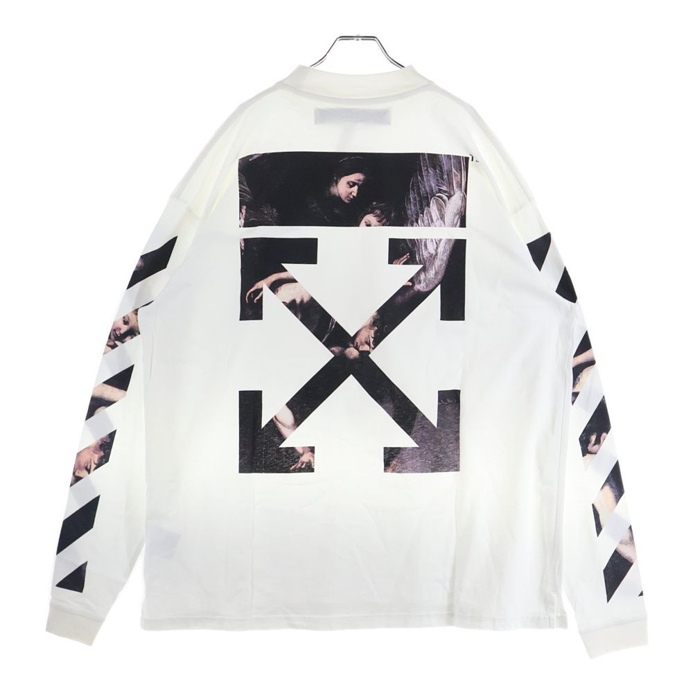 OFF WHITE オフホワイト 20 SS カラヴァッジョ アロー バックプリント モックネック ロングスリーブ 長袖Tシャツ カットソー ホワイト