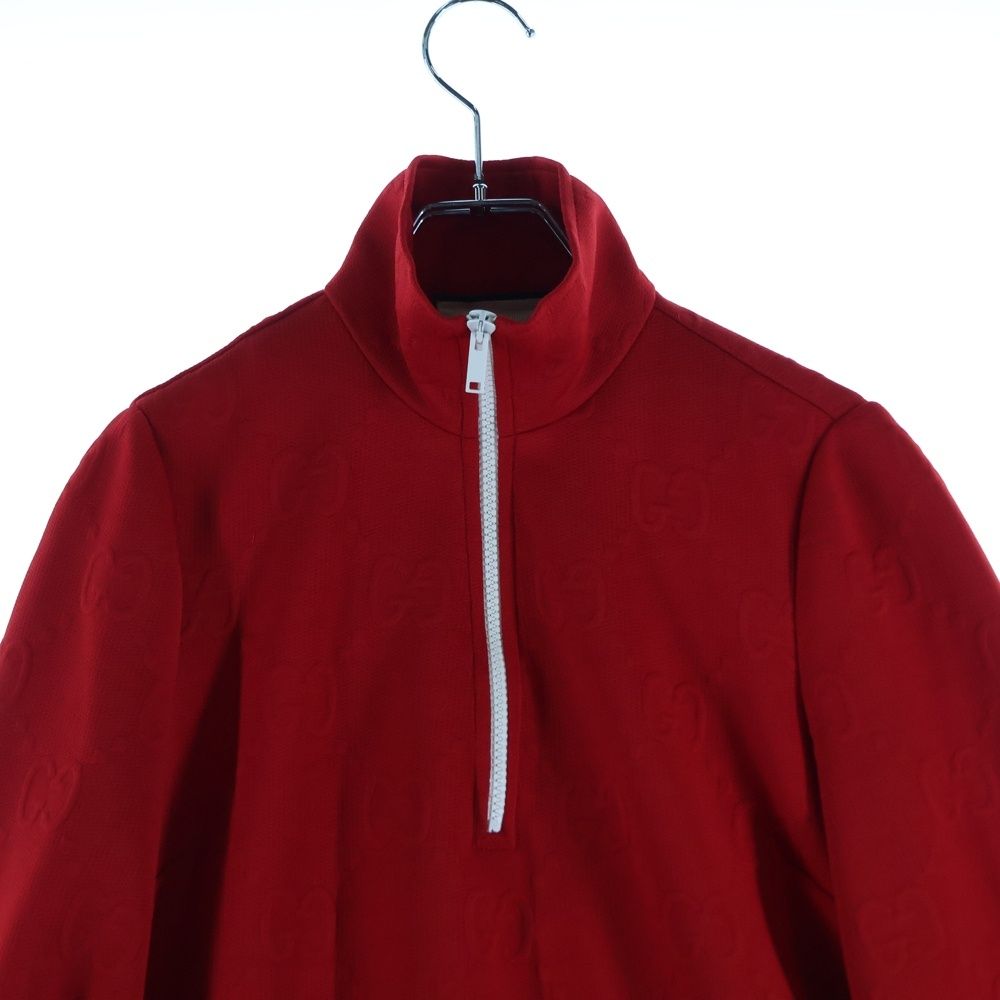 GUCCI (グッチ) GGジャガード ハーフジップ 長袖ワンピース レッド