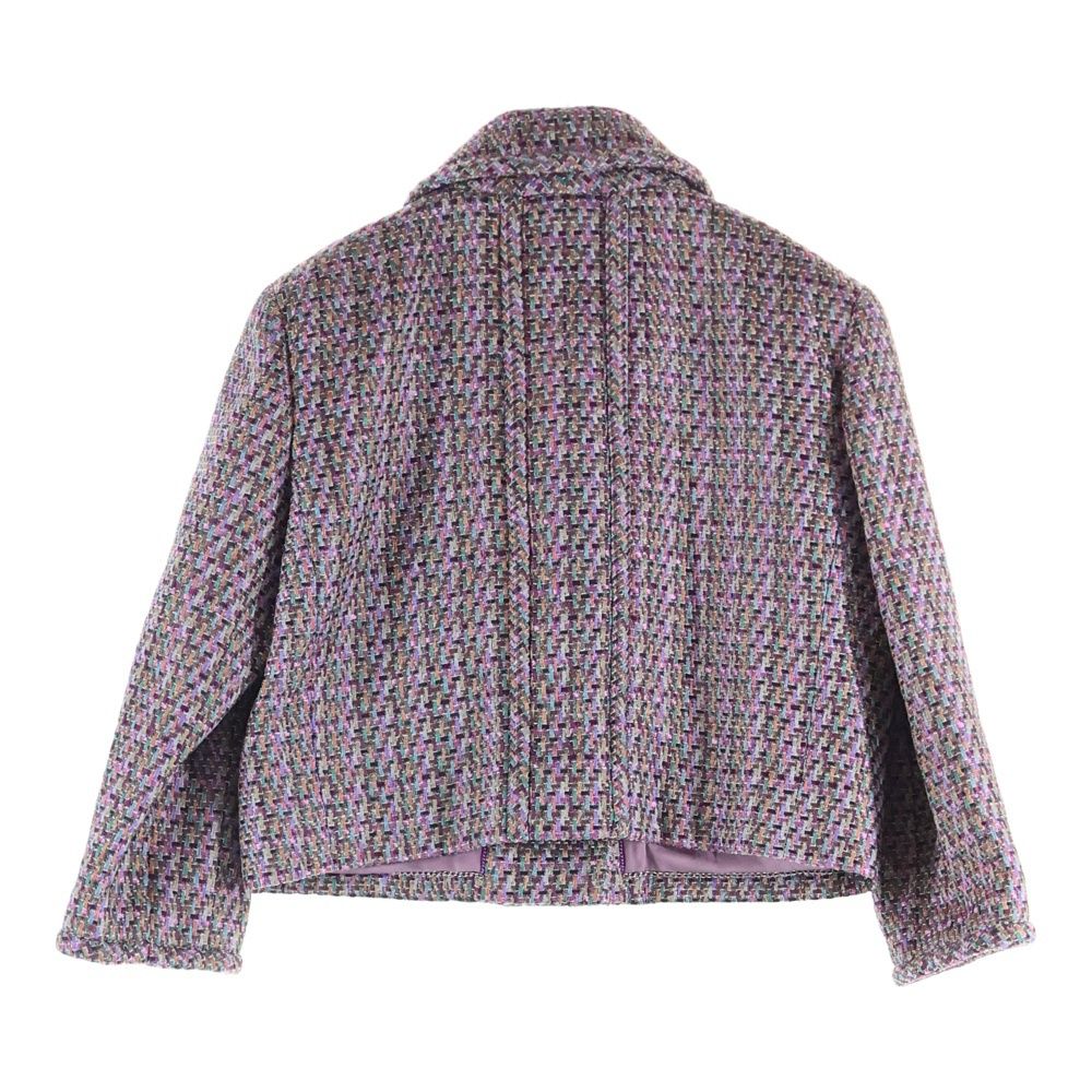 CHANEL パープル テーラードジャケット CHANEL (シャネル) ココマークボタン リボンツイード ダブルブレスト