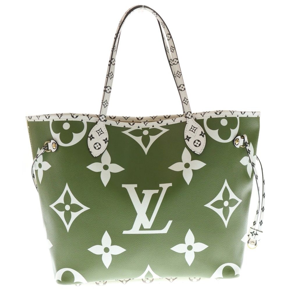 LOUIS VUITTON ルイヴィトン ネヴァーフル MM モノグラムジャイアント ポーチ付き トートバッグ グリーン ホワイト M 44568 RFID