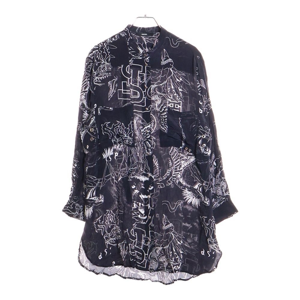 DIESEL ディーゼル D-SUPER-E DRESS タトゥーデザイン 総柄 ダブル胸ポケット 長袖シャツ レディース ブラック 00 SX 3 U