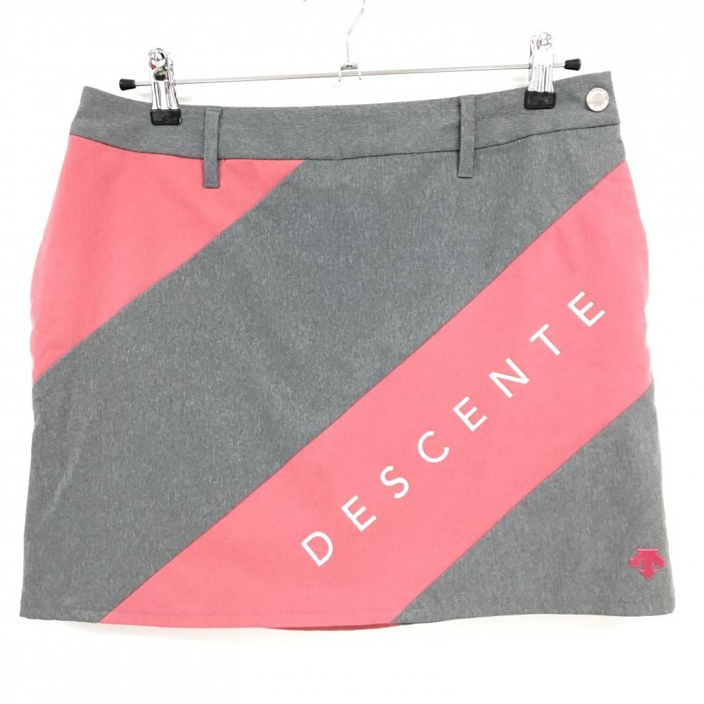 超 デサントゴルフ スカート グレー ピンク バイ 内側インナーパンツ 中田英寿 レディース 70 O ゴルフウェア DESCENTE