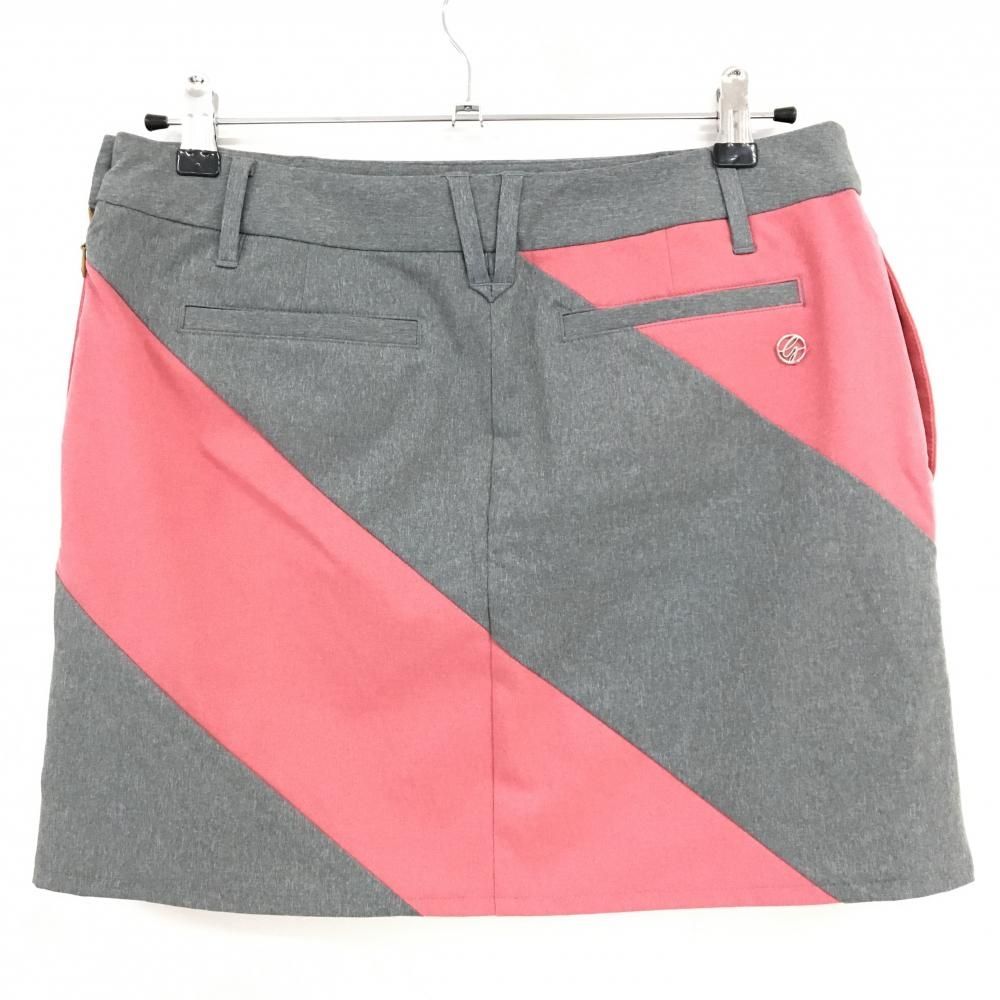 超 デサントゴルフ スカート グレー×ピンク バイ 内側インナーパンツ 中田英寿 レディース 70 O ゴルフウェア DESCENTE