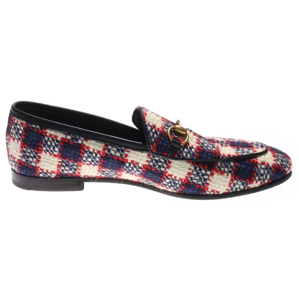  GUCCI グッチ ヨルダーン チェック柄 ツイード ホースビット ローカットシューズ ローファー ネイビー レッド レディース 431467 その他 靴