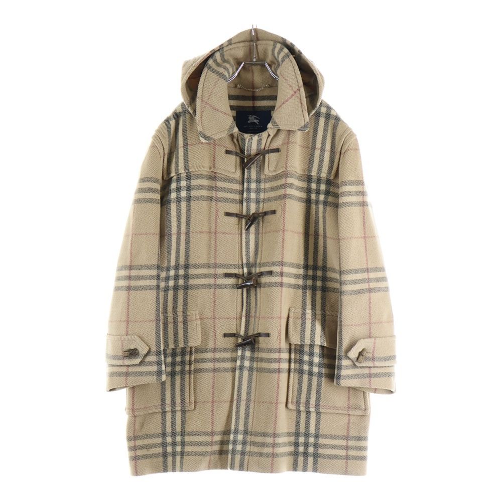 バーバリー　ダッフルコート ノバチェック ホースロゴ 羊毛 水牛トグル ブラック BURBERRY (バーバリー) ノバチェック総柄 ウール トグルボタン