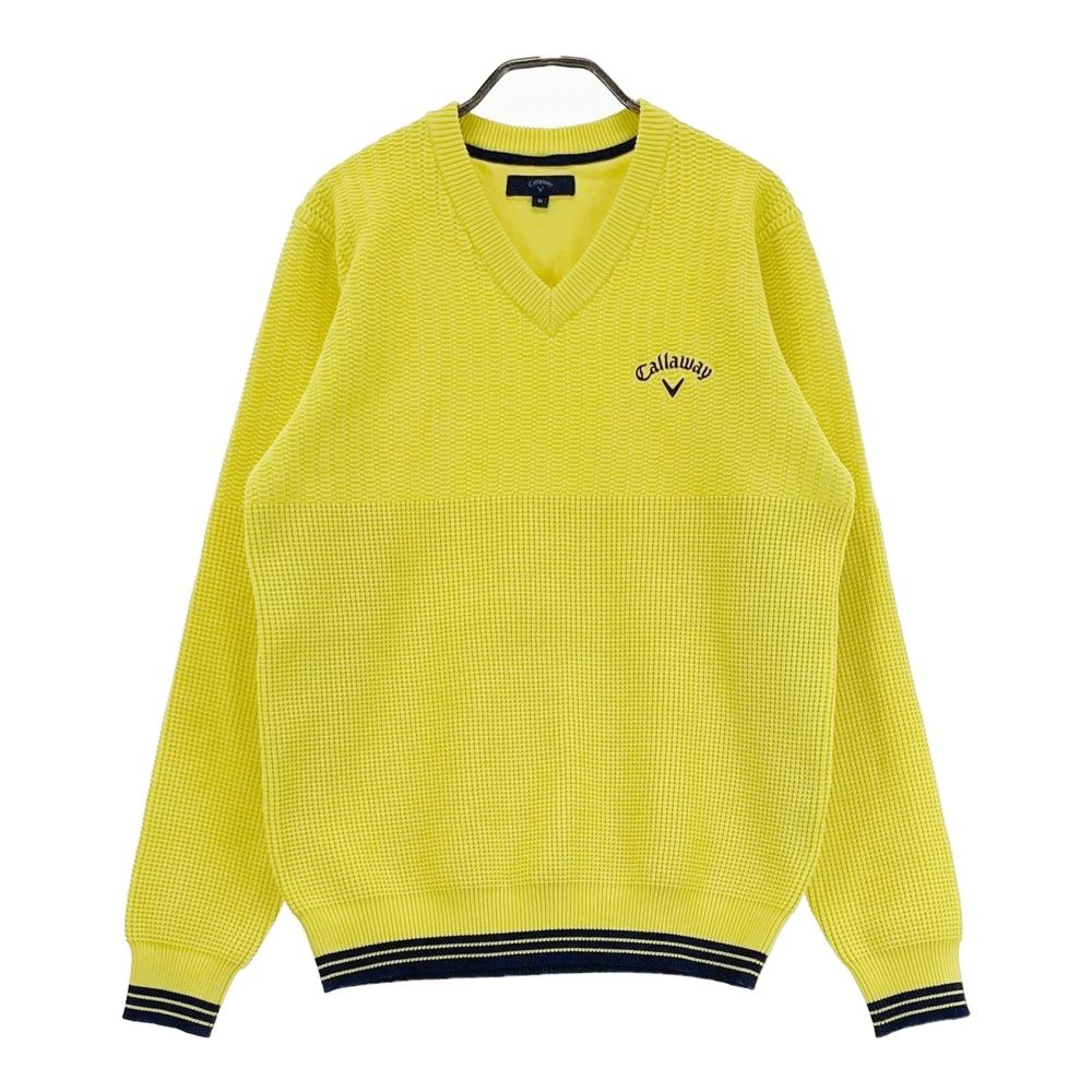 サイズ M キャロウェイ Vネック ニットセーター イエロー系 ゴルフウェア メンズ ストスト